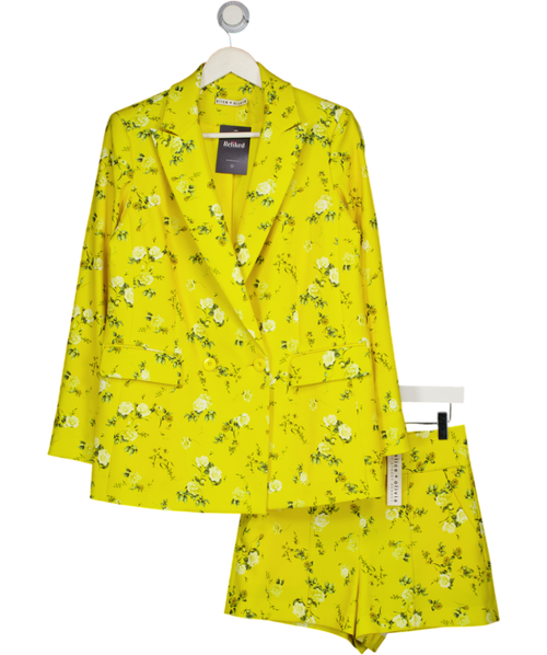 ALICE + OLIVIA 2-piece Justin Yellow Floral Blazer + High Waisted Shorts Set Us4 UK 8