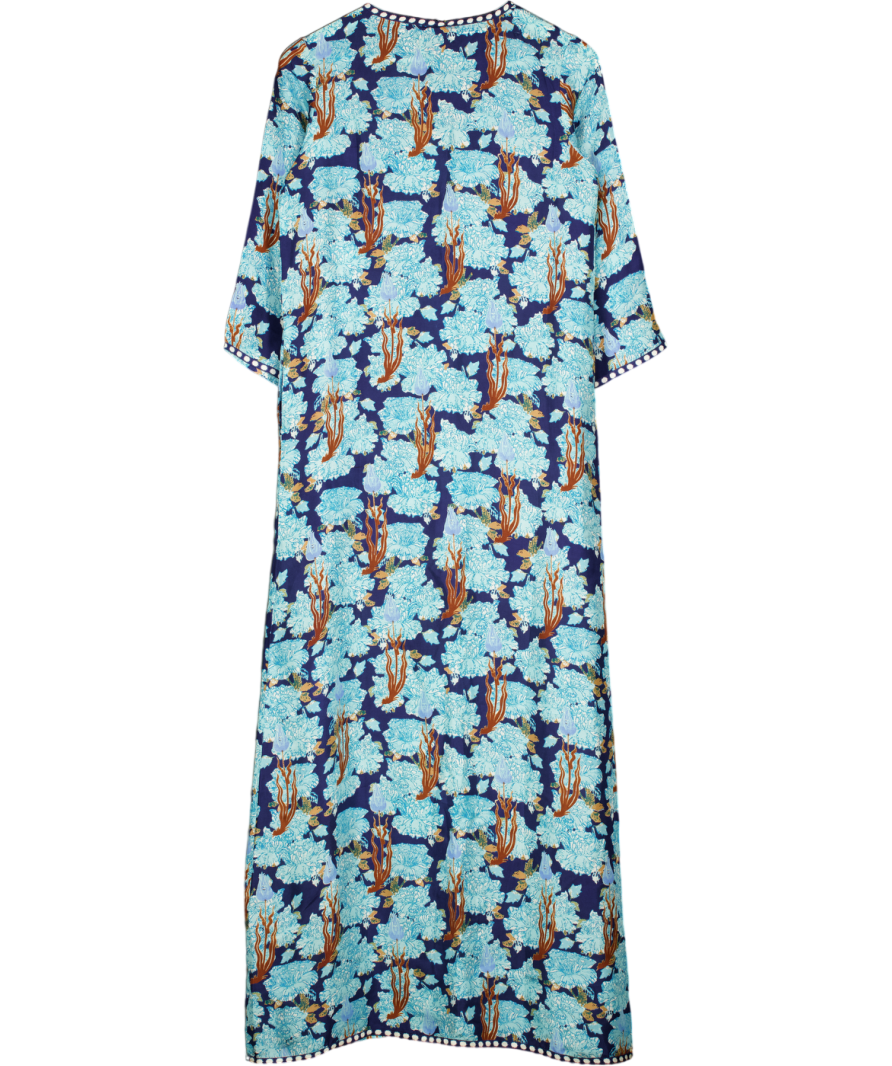EMPORIO SIRENUSE Brenda Psycho-print Cotton Kaftan In Blue UK 8