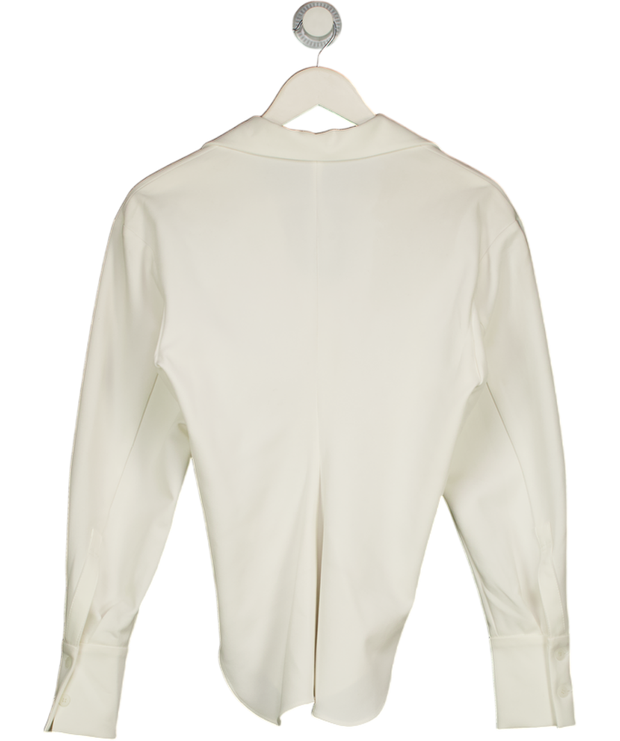 LOW CLASSIC Triacetate Blend Ivory White Open Neck Shirt UK S