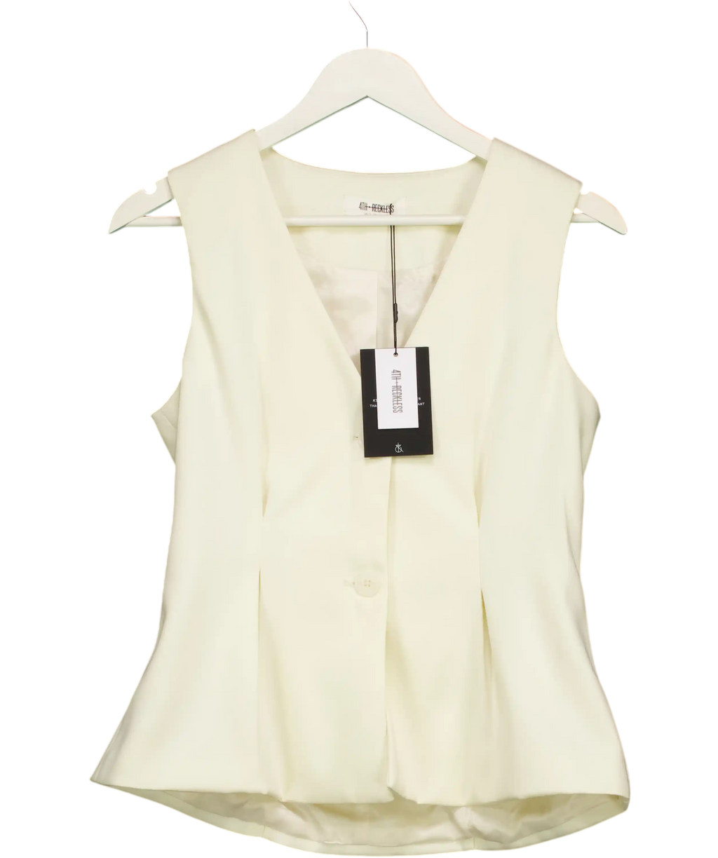 4th & Reckless Mila Tailored Cinched Waistcoat Cream UK 12