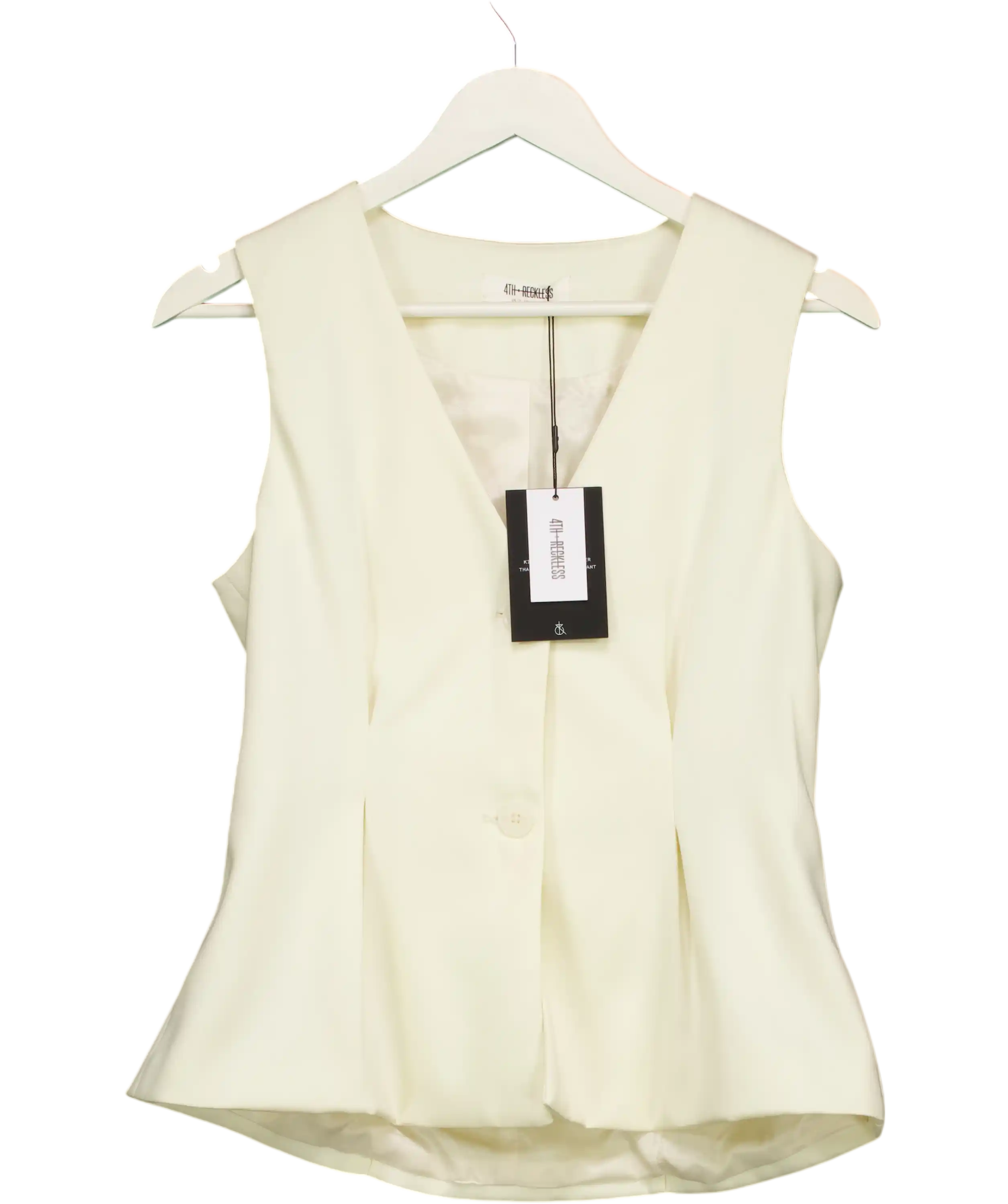 4th & Reckless Mila Tailored Cinched Waistcoat Cream UK 12