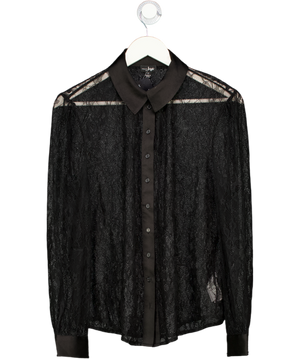 Pour Moi Black Lace And Satin Sheer Shirt UK 12