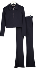 ZARA 2-piece Navy Blue Crepe Zip jacket And Trouser Set UK S