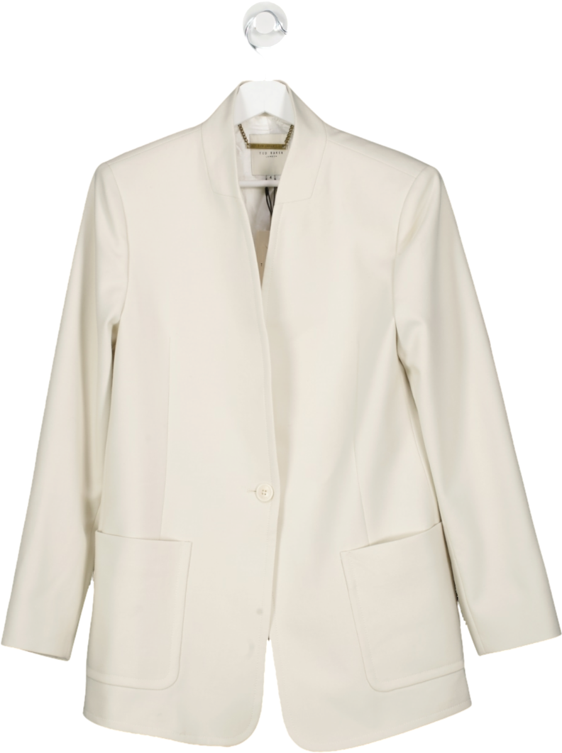 Ted Baker Beige Amberot Single Breasted Collarless Blazer UK L