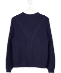 SEZANE Navy Blue Wool Blend Cableknit Jumper UK S