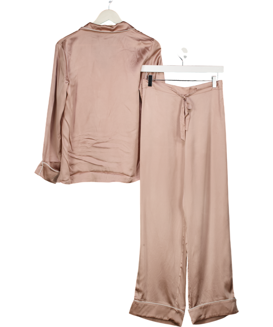 Olivia von Halle Coco Oyster Pink Silk-satin Pyjama Set UK S