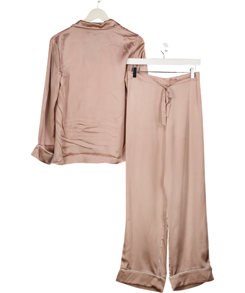 Olivia von Halle Coco Oyster Pink Silk-satin Pyjama Set UK S
