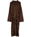 PRETTY LAVISH Brown Belted Roll Neck Knit Midaxi Dress UK L