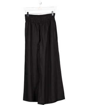 BY ANTHROPOLOGIE Black 100% Linen Wide Leg Trousers UK XXS
