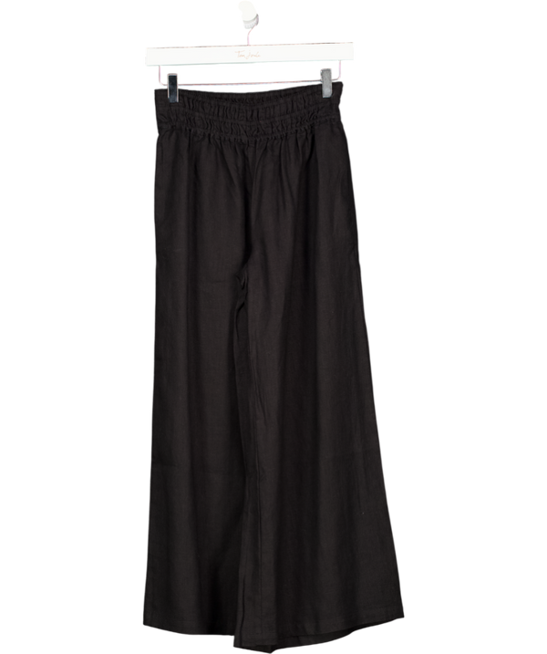 BY ANTHROPOLOGIE Black 100% Linen Wide Leg Trousers UK XXS