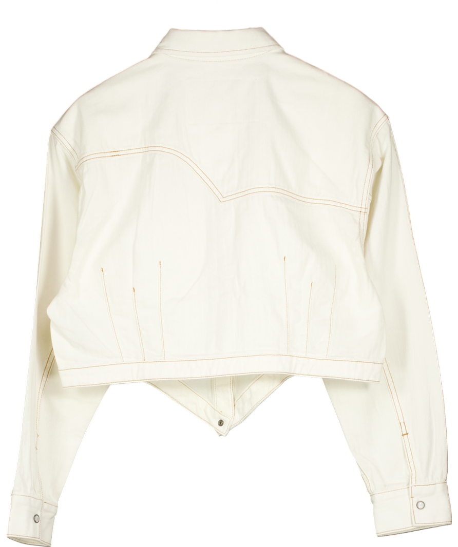 levis White Cinched Blouse Denim Jacket UK XL