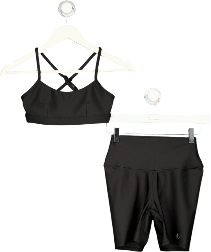 Alo Black Soft Sculpt High-waist Precision Shorts With Sports Bra UK XS