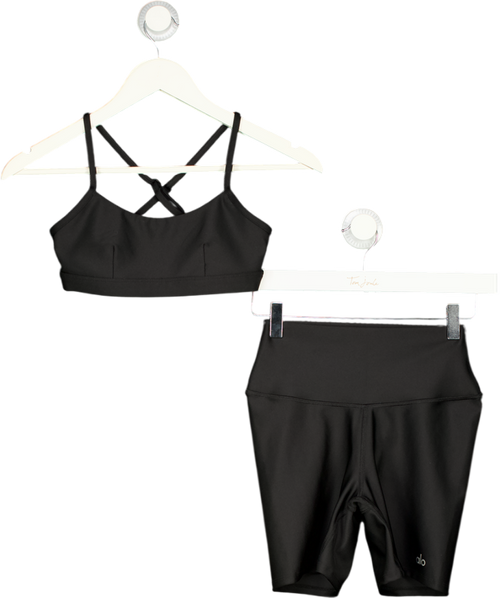 Alo Black Soft Sculpt High-waist Precision Shorts With Sports Bra UK XS