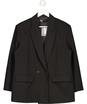 ZARA Black Double Breasted Blazer UK L