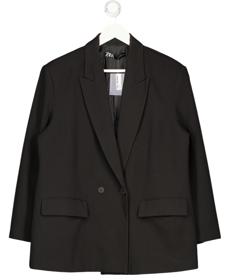 ZARA Black Double Breasted Blazer UK L