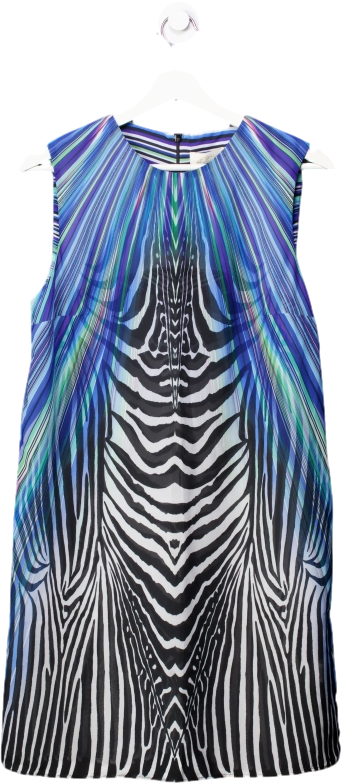gottex Blue Zebra Print Mesh Beach Dress UK S