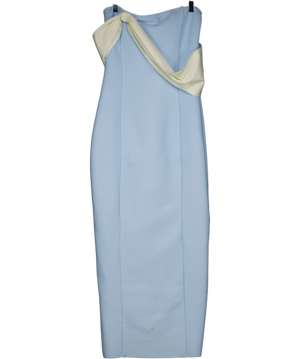 Karen Millen Blue Figure Form Bandage Asymmetric Strap Knit Midi Dress UK M