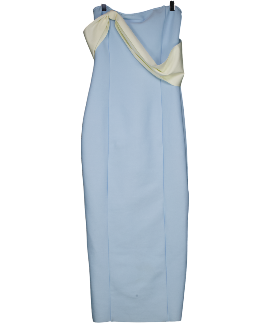 Karen Millen Blue Figure Form Bandage Asymmetric Strap Knit Midi Dress UK M
