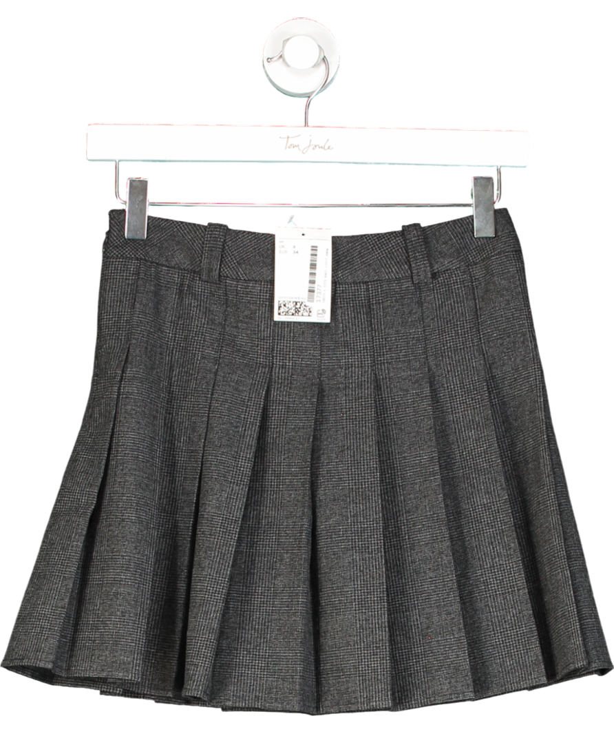 H&M Dark Grey Check Pleated Mini Skirt UK 6