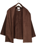 NA-KD Brown Wool Blend Scarf Detail Short Coat UK 8