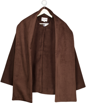 NA-KD Brown Wool Blend Scarf Detail Short Coat UK 8