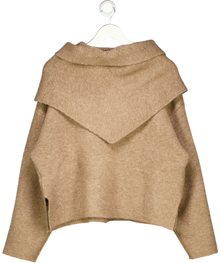 ZARA Beige Marl Knit Jumper With Scarf UK S