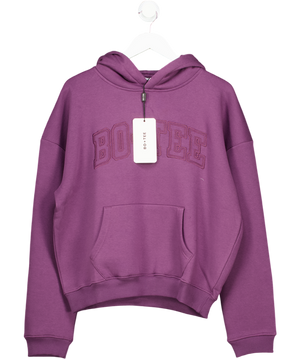 Bo + Tee Purple Embroidered Oversized Hoodie In Plum UK S