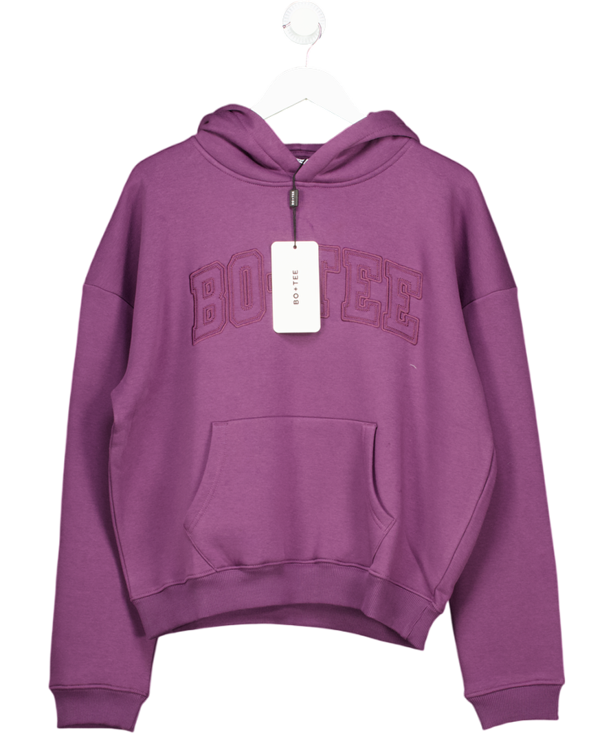 Bo + Tee Purple Embroidered Oversized Hoodie In Plum UK S