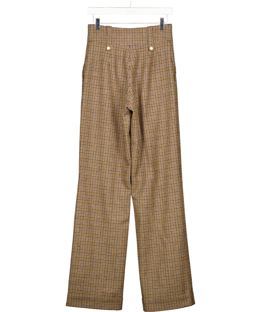 HOLLAND COOPER Brown / Blue Houndstooth Trousers UK 8