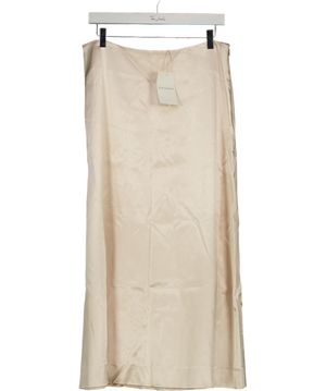 MALENE BIRGER Cream Luxury Viscose Satin Midi Skirt UK 12