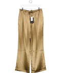 4th & Reckless Brown Shelby Mocha Satin Tie Waist Wide Leg Trouser UK 14