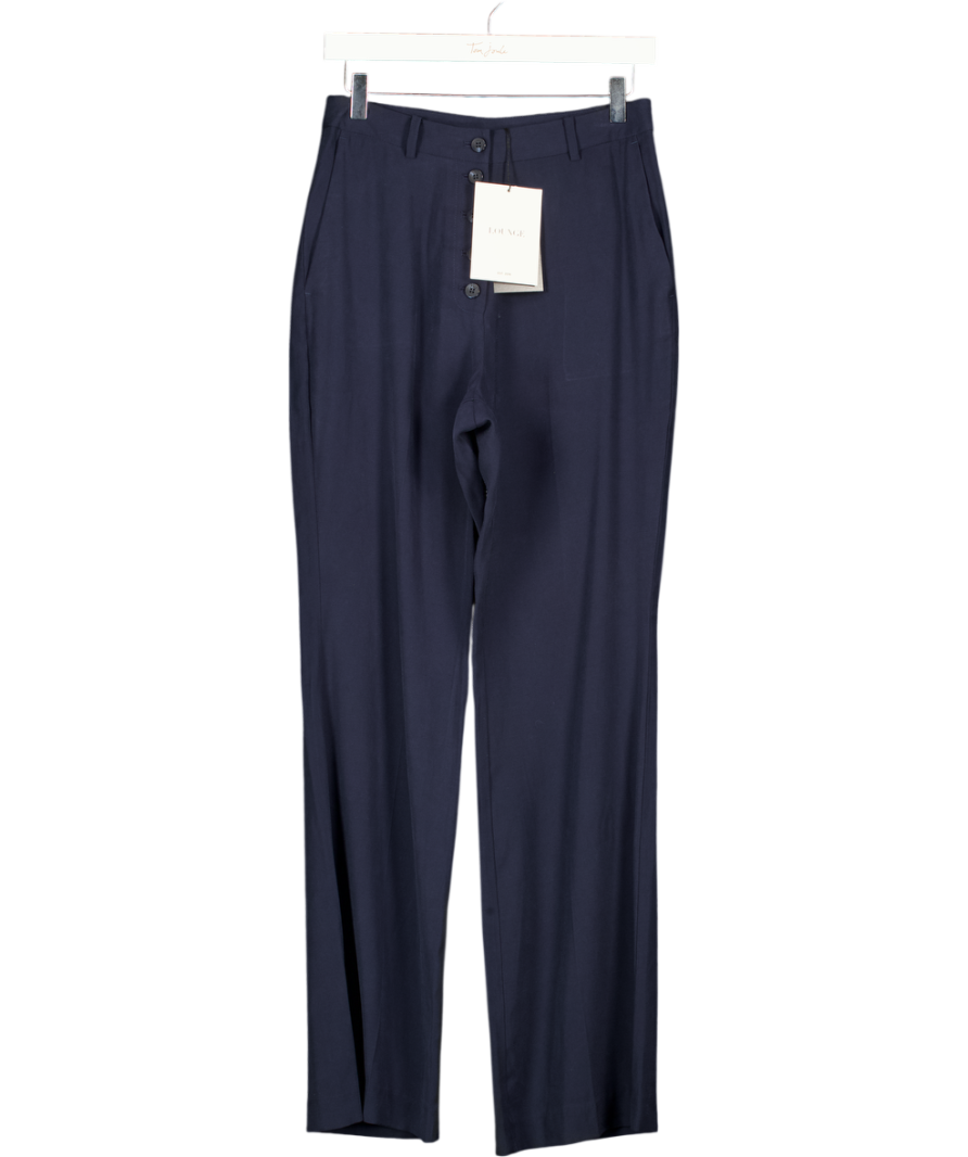 LOUNGE Navy Blue Button Front Wide Leg Trouser UK 10