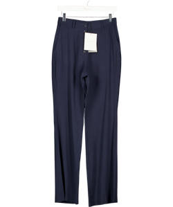 LOUNGE Navy Blue Button Front Wide Leg Trouser UK 10