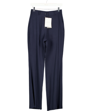 LOUNGE Navy Blue Button Front Wide Leg Trouser UK 10