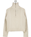 NA-KD Cream High Neck Zipped Knitted Sweater UK XS