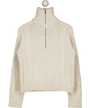 NA-KD Cream High Neck Zipped Knitted Sweater UK XS