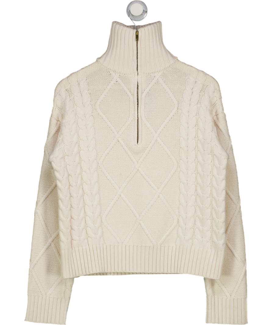 NA-KD Cream High Neck Zipped Knitted Sweater UK XS