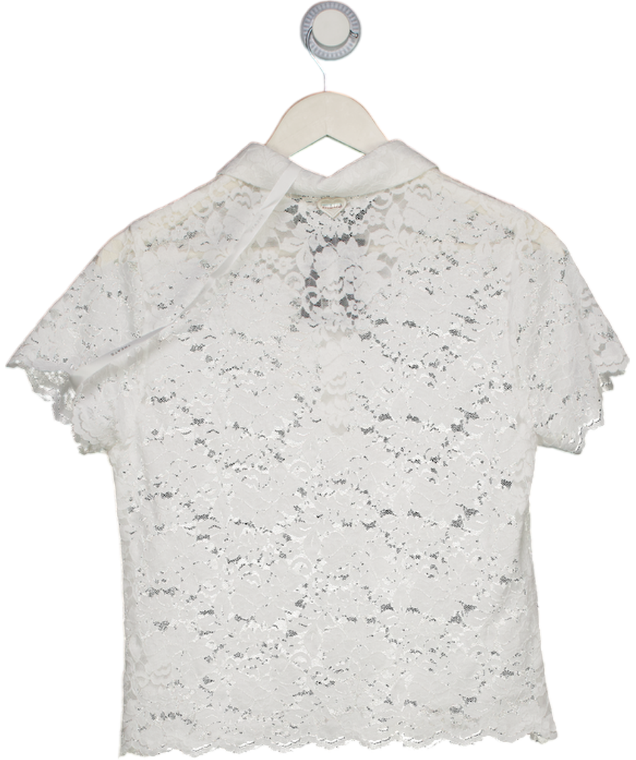 Treats Studios White Short Sleeve Lace Shirt UK S