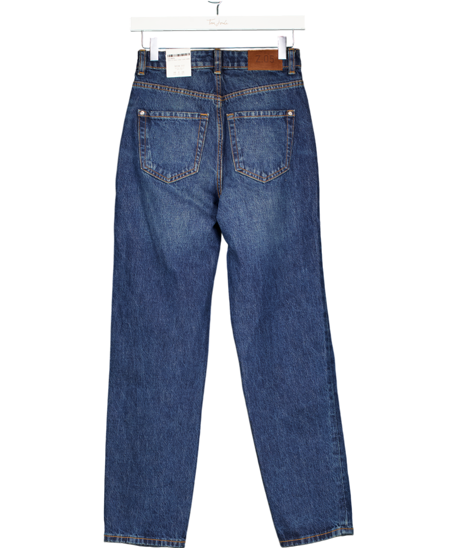 ZARA Blue Mid -blue Rigid High-waist Mom Jeans UK 6
