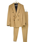 ZARA Brown Double-breasted Suit Blazer (36") And Slim Fit Trousers W30