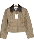 ARRANGE Structured Jacket With Leather Collar Contrast In Brown UK 8