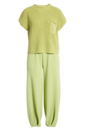 Free People Freya Short Sleeve Jumper & Trouser Lounge Set In Peridot Green UK XS