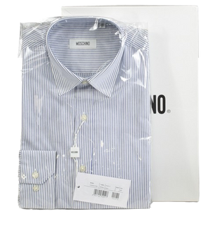 Moschino Blue Striped Cotton Shirt UK S