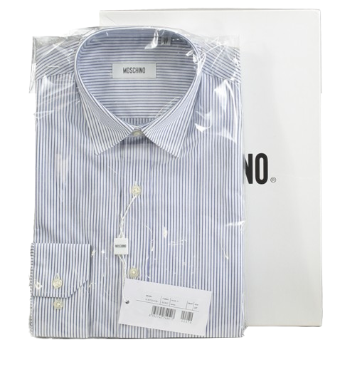Moschino Blue Striped Cotton Shirt UK S