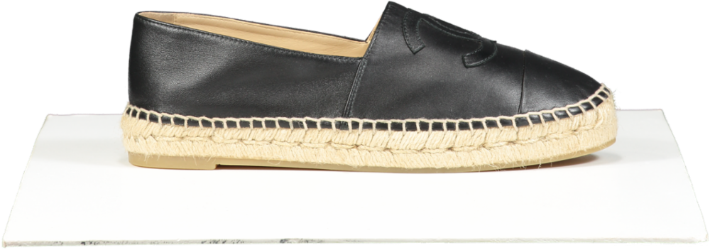 Chanel Black "CC” Logo Lambskin Espadrilles UK 6 EU 39 👠