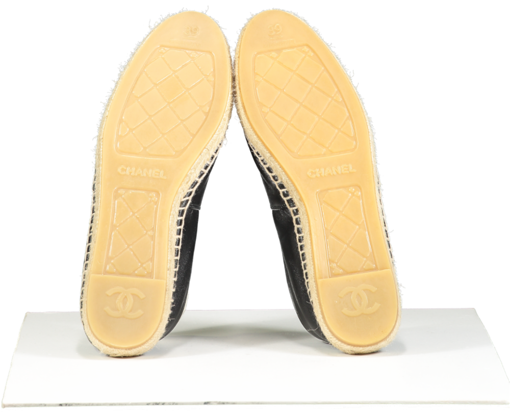 Chanel Black "CC” Logo Lambskin Espadrilles UK 6 EU 39 👠