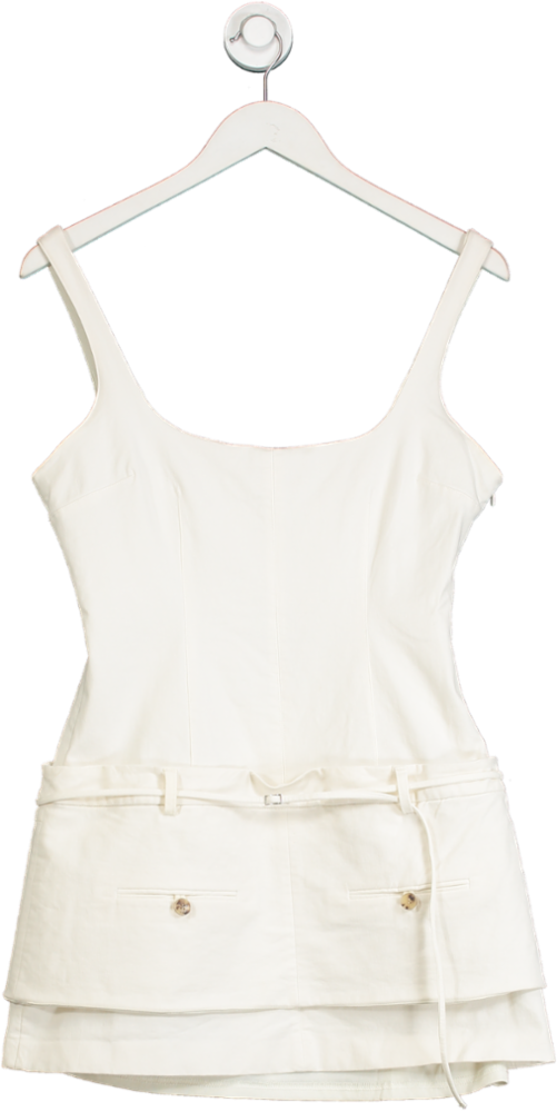 ZARA Oyster White Boxy Mini Dress With Belt UK L