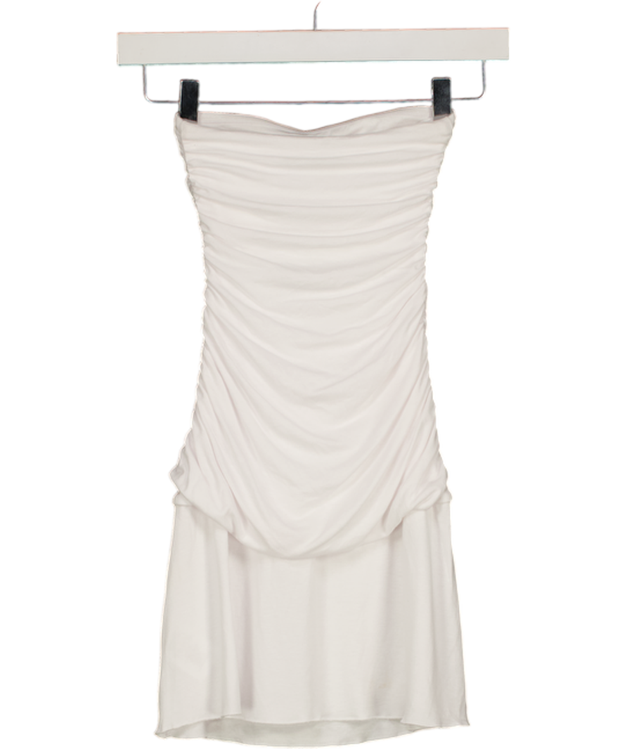 WHITE FOX White Bandeau Ruched Mini Dress UK XXS