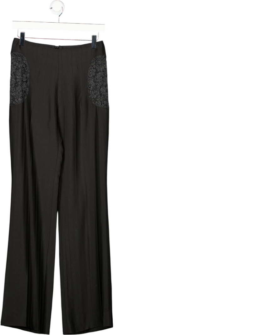 Nina Morris Black Bespoke Lace Panel Trousers UK L