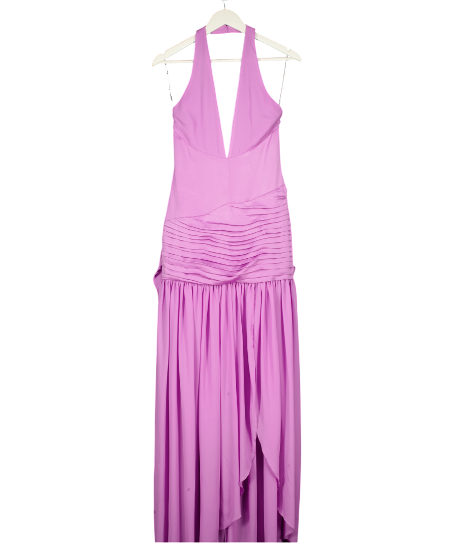 Meshki Lavender Purple Satin Halterneck Maxi Dress UK S